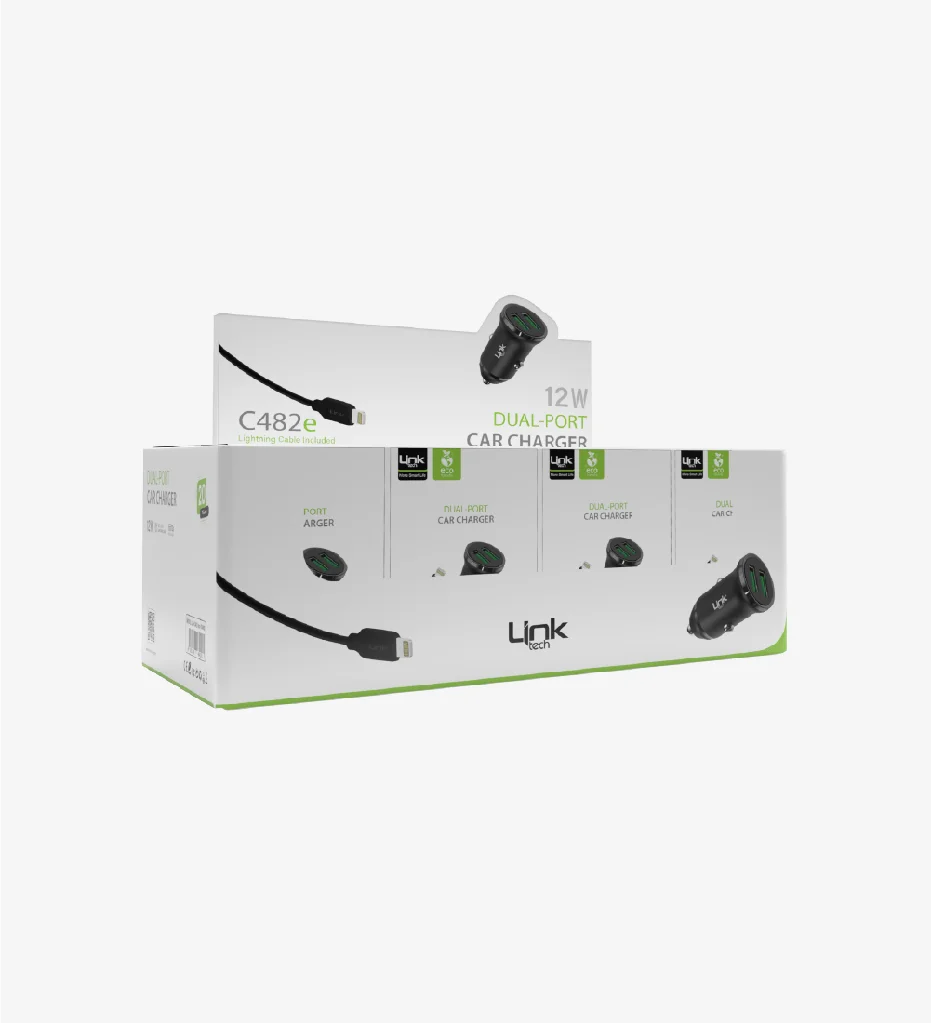 C482 Çevre Dostu 12W Lightning Kablolu Araç Şarj Aleti 20li Paket