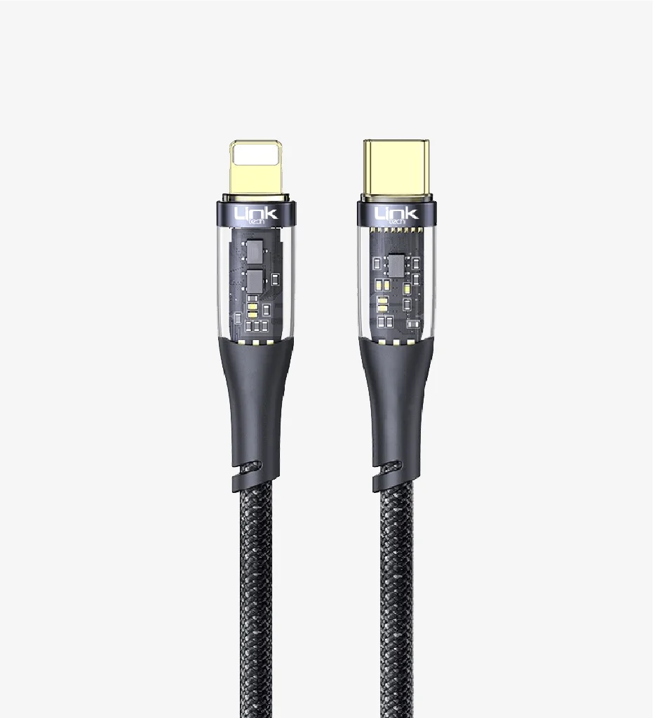 K673 Şeffaf 130cm 27W Tip-C → Lightning Data Kablosu