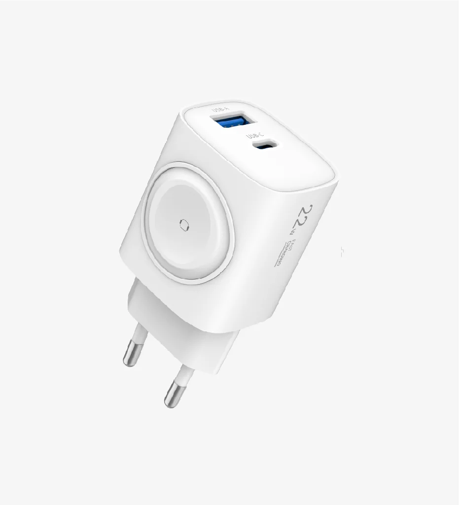 C320 Safe 22W Çift Portlu Hızlı Şarj Adaptörü + Akıllı Saat Şarj Desteği