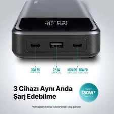 2BB218UG ttec Reger Pro LCD 20.000mAh  PD 130W  Taşınabilir Hızlı Şarj Aleti/Powerbank 2BB218  Uzay Grisi