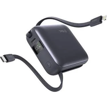 2BB231GR ttec Reger Mini LCD 10.000mAh PD 20W USB-C ve Lightning Dahili Kablolu Taşınabilir Hızlı Şarj Aleti/Powerbank