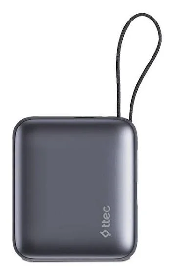 2BB232GR ttec Reger Mini LCD 10.000mAh PD 35W USB-C Dahili Kablolu Taşınabilir Hızlı Şarj Aleti/Powerbank