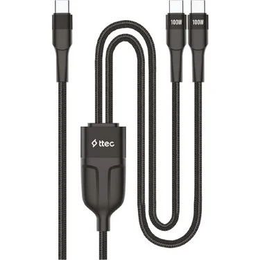 2DK55S ttec AlumiCable Duo USB-C – 2* USB-C 100W 150cm Hızlı Şarj Kablosu