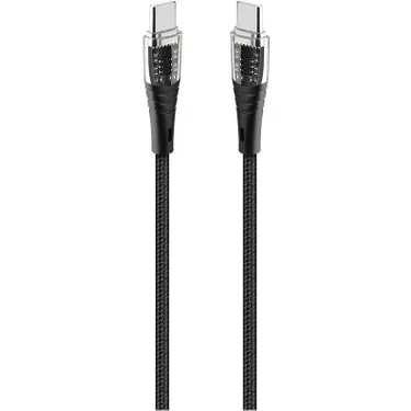 2DK58S ttec ExtremeCable Ekstra Dayanıklı Transparan USB-C –USB-C 60W PD/QC 120cm Hızlı Şarj/Data Kablosu